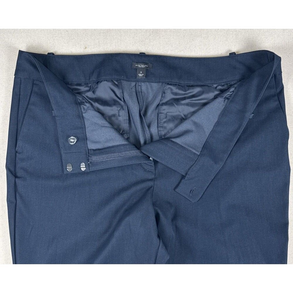 Ann Taylor Factory Dress Pants Womens 16 Navy Blue Straight Leg Career Workwear - Picture 3 of 13